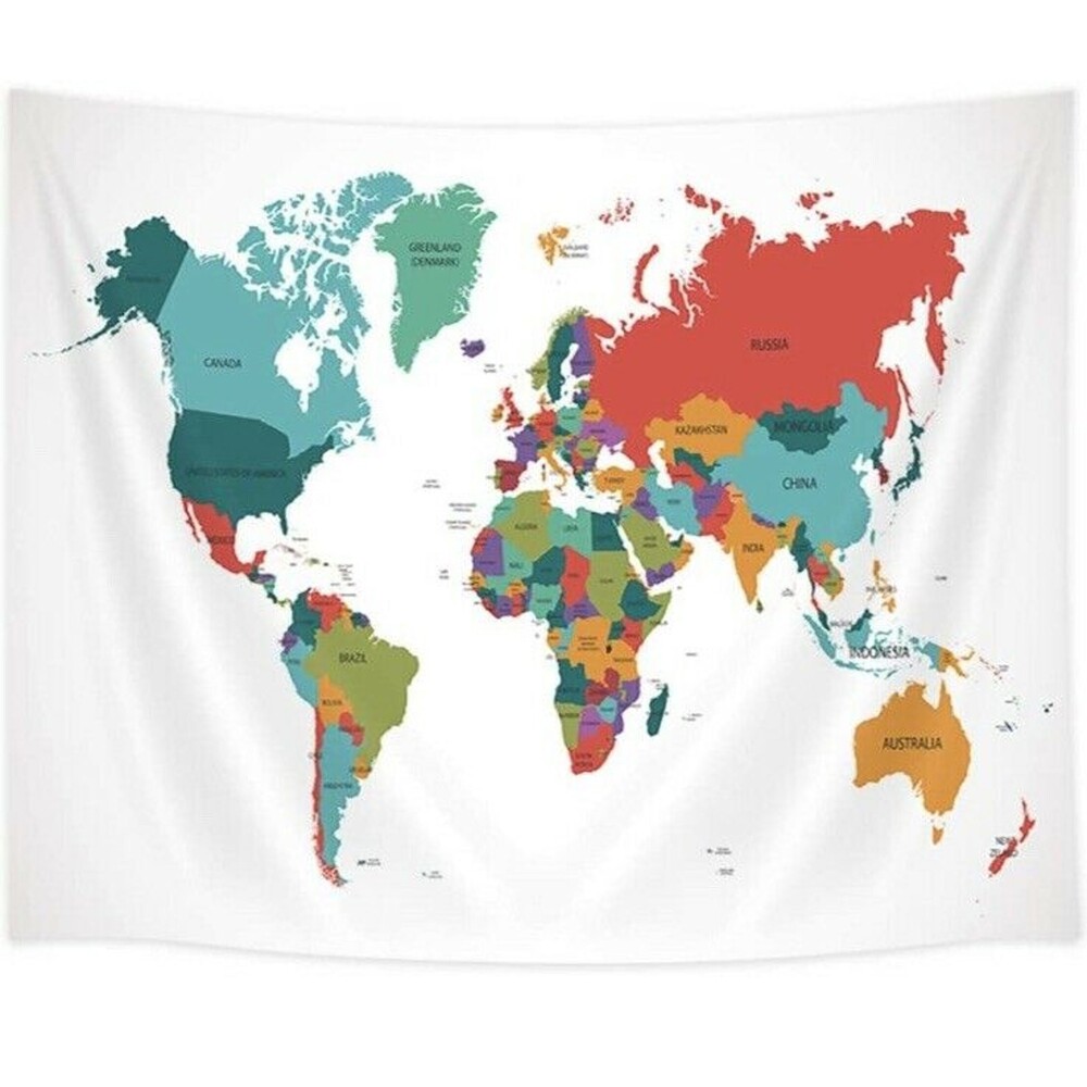 World Map Tapestry Wall Hanging for Wall Art Home Decor